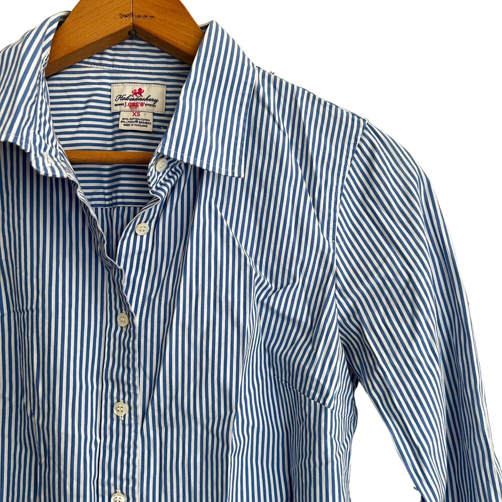 J Crew Womens Striped Shirt XS Button Down Blue White Top Blouse J.Crew Prep - Picture 4 of 4